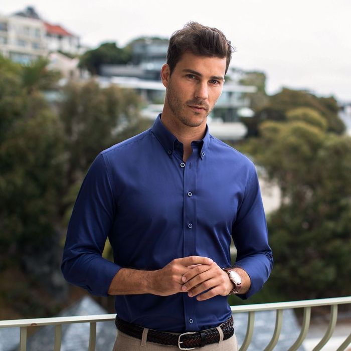 Navy blue dress shirts mens