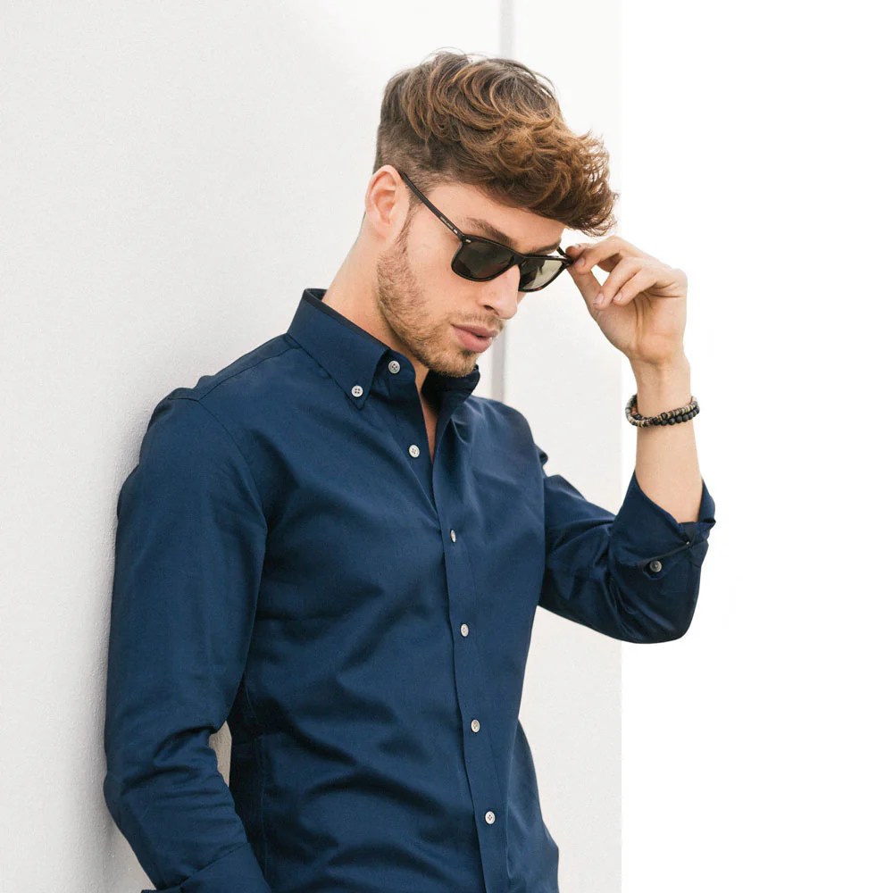 Navy blue dress shirts mens